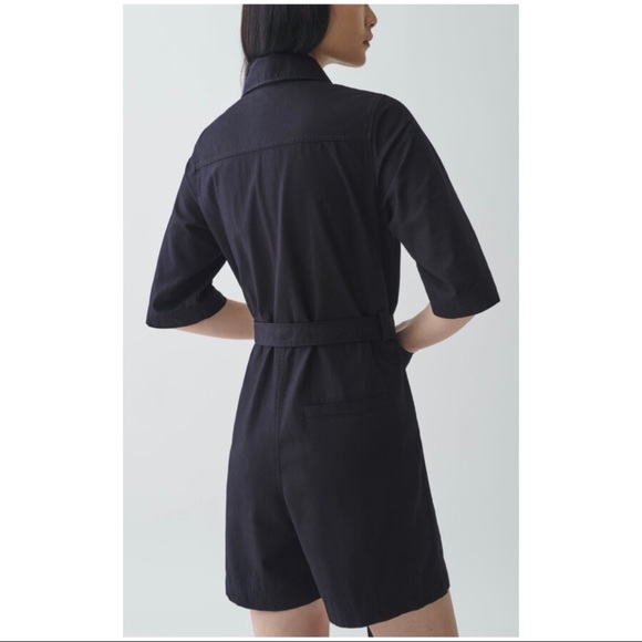 NEW! COS | Cotton twill belted denim romper zip front - Picture 2 of 7